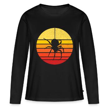 Spinnen und Sonnenuntergang - Natur und Insekt - Frauen Premium Bio Langarmshirt - Schwarz - Vorne - Julia (174cm)