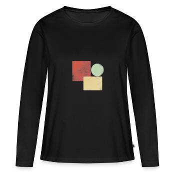 Géométrie simple - T-shirt manches longues Premium bio Femme - noir - Devant - Julia (174cm)