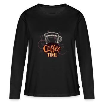 coffee time - Frauen Premium Bio Langarmshirt - Schwarz - Vorne - Julia (174cm)