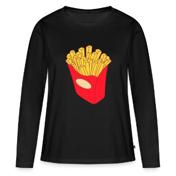 frites - T-shirt manches longues Premium bio Femme - noir - Devant - Julia (174cm)