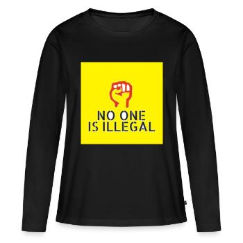 Personne n’est illégal - T-shirt manches longues Premium bio Femme - noir - Devant - Julia (174cm)