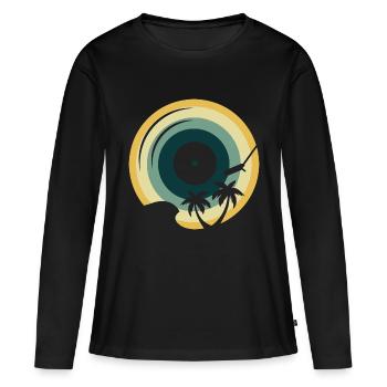 Vinyle Record Summer Sun Vibes Retro Sunset - T-shirt manches longues Premium bio Femme - noir - Devant - Julia (174cm)