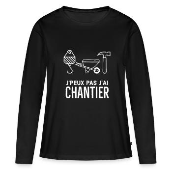 Chantier - T-shirt manches longues Premium bio Femme - noir - Devant - Julia (174cm)