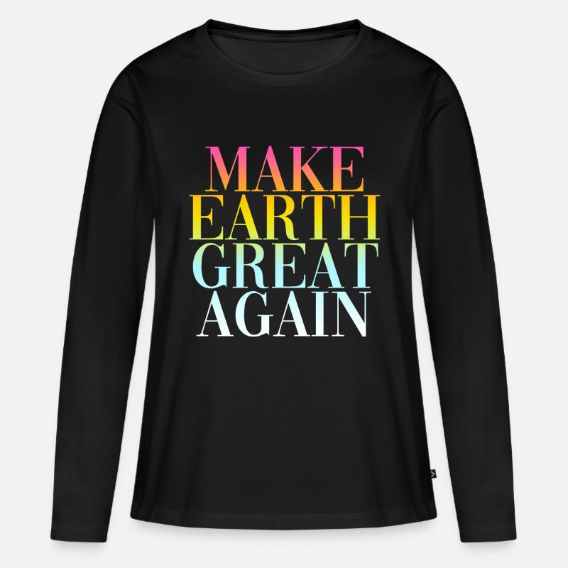 make earth great again - Frauen Premium Bio Langarmshirt - Schwarz