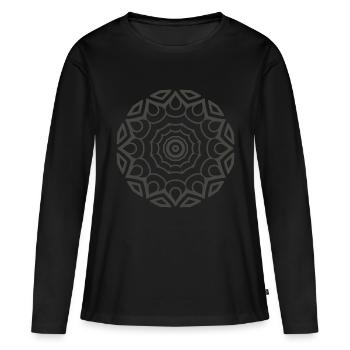 MANDALA - T-shirt manches longues Premium bio Femme - noir - Devant - Julia (174cm)
