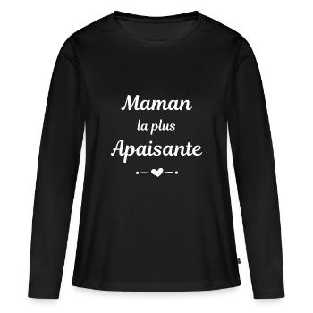 Maman 46 - T-shirt manches longues Premium bio Femme - noir - Devant - Julia (174cm)