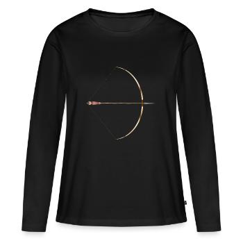 Gezeichneter englischer Langbogen - Frauen Premium Bio Langarmshirt - Schwarz - Vorne - Julia (174cm)