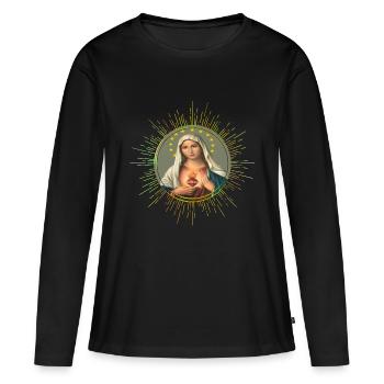 Maria Madonna - T-shirt manches longues Premium bio Femme - noir - Devant - Julia (174cm)