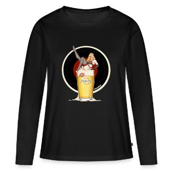 Beerlesque - T-shirt manches longues Premium bio Femme - noir - Devant - Julia (174cm)