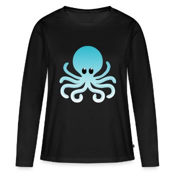 Pieuvre Ombre bleu ciel - T-shirt manches longues Premium bio Femme - noir - Devant - Julia (174cm)
