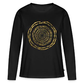 illusion d'optique en cercle d'ore - T-shirt manches longues Premium bio Femme - noir - Devant - Julia (174cm)
