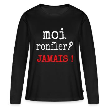 Moi ronfler ? Jamais ! - T-shirt manches longues Premium bio Femme - noir - Devant - Julia (174cm)
