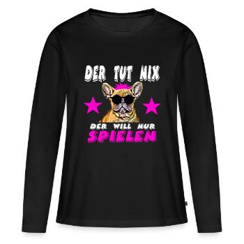 Bulldoge - Frauen Premium Bio Langarmshirt - Schwarz - Vorne - Julia (174cm)