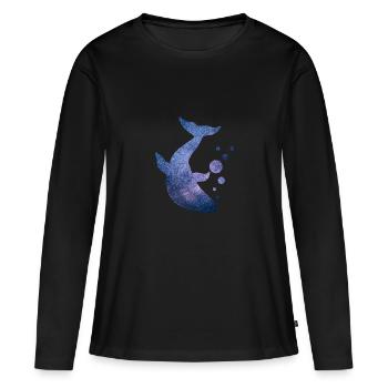 Double exposition Whale Star Starry Sky Idée cadeau - T-shirt manches longues Premium bio Femme - noir - Devant - Julia (174cm)