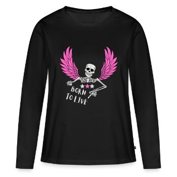 BORN TO LIVE - Women's Premium Organic Long Sleeve Shirt - black - Front - Julia (174cm)