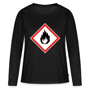 Avertissement de danger inflammable, danger inflammable - T-shirt manches longues Premium bio Femme - noir - Devant - Julia (174cm)