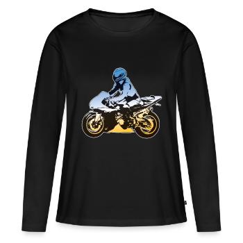 Moto Motorbike couleur coloré - T-shirt manches longues Premium bio Femme - noir - Devant - Julia (174cm)