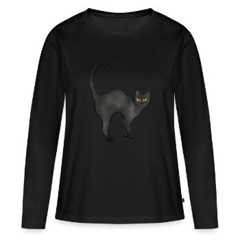 Chat Noir - T-shirt manches longues Premium bio Femme - noir - Devant - Julia (174cm)