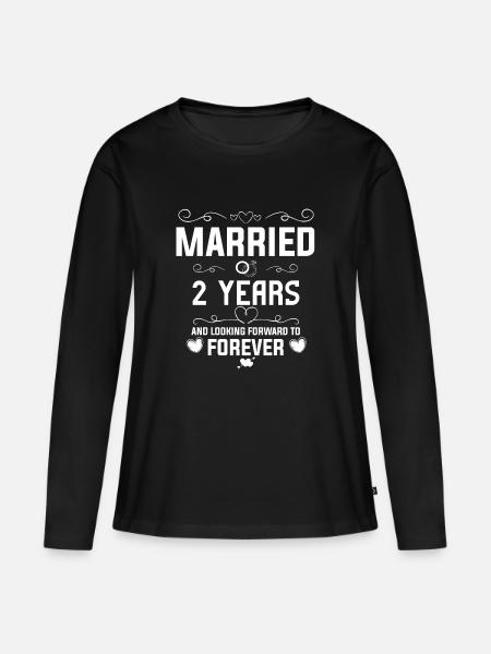 2nd wedding anniversary - Women's Premium Organic Long Sleeve Shirt - black