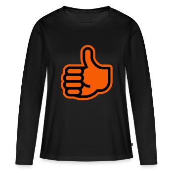 Daumen hoch - Frauen Premium Bio Langarmshirt - Schwarz - Vorne - Julia (174cm)