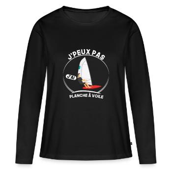 Je peux pas, j'ai planche à voile - T-shirt manches longues Premium bio Femme - noir - Devant - Julia (174cm)