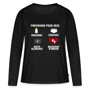 2022 Annonce Grossesse Humour Annonces Grossesse - T-shirt manches longues Premium bio Femme - noir - Devant - Julia (174cm)