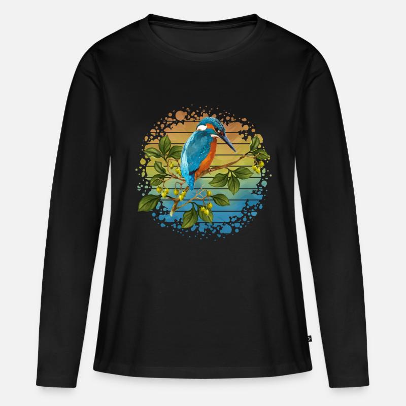 Bunter Vogel - Frauen Premium Bio Langarmshirt - Schwarz