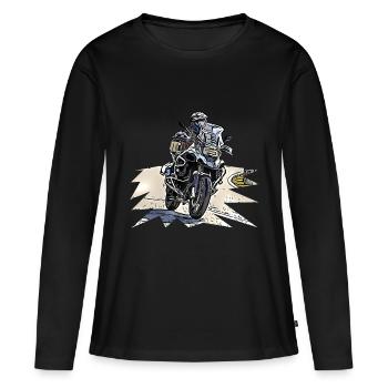 Courbe de vélo d’aventure - T-shirt manches longues Premium bio Femme - noir - Devant - Julia (174cm)