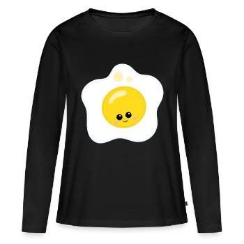 Oeuf au plat - T-shirt manches longues Premium bio Femme - noir - Devant - Julia (174cm)