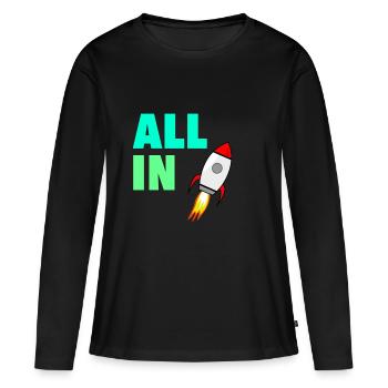 All In To the Moon Stonks et Crypto Meme Shirt - T-shirt manches longues Premium bio Femme - noir - Devant - Julia (174cm)