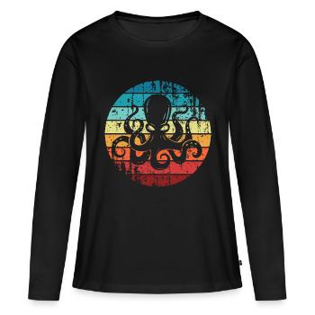 poulpes poulpes calmars - T-shirt manches longues Premium bio Femme - noir - Devant - Julia (174cm)
