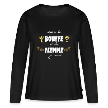 vivre de bouffe et de flemme - T-shirt manches longues Premium bio Femme - noir - Devant - Julia (174cm)