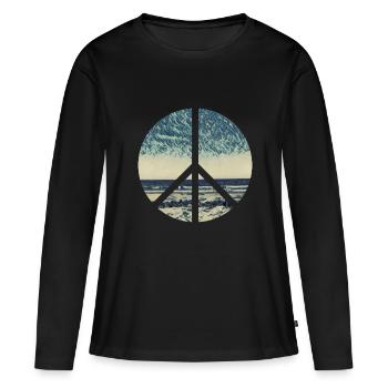 Peace Zeichen Ocean - Frauen Premium Bio Langarmshirt - Schwarz - Vorne - Julia (174cm)