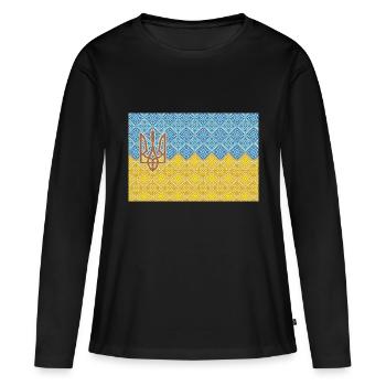 Ukraine - Frauen Premium Bio Langarmshirt - Schwarz - Vorne - Julia (174cm)