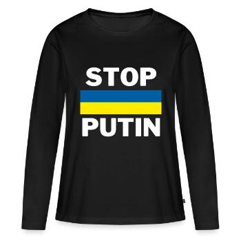 Arrêtez Poutine - T-shirt manches longues Premium bio Femme - noir - Devant - Julia (174cm)
