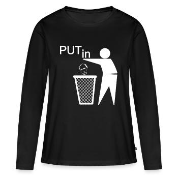 Mettez Poutine dans... - T-shirt manches longues Premium bio Femme - noir - Devant - Julia (174cm)