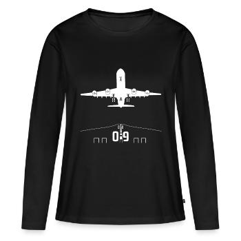 PLANE - Frauen Premium Bio Langarmshirt - Schwarz - Vorne - Julia (174cm)