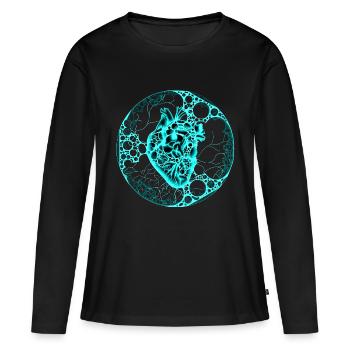 Coeur, Sphère, Turquoise - T-shirt manches longues Premium bio Femme - noir - Devant - Julia (174cm)