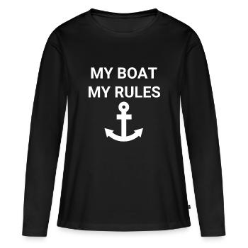 Boot - Frauen Premium Bio Langarmshirt - Schwarz - Vorne - Julia (174cm)