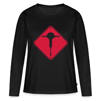 Caution Jackhammer Warning - Women's Premium Organic Long Sleeve Shirt - black - Front - Julia (174cm)