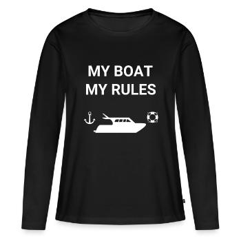 Boot - Frauen Premium Bio Langarmshirt - Schwarz - Vorne - Julia (174cm)