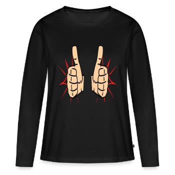 Thumbs up Thumb up Well done Praise - Women's Premium Organic Long Sleeve Shirt - black - Front - Julia (174cm)