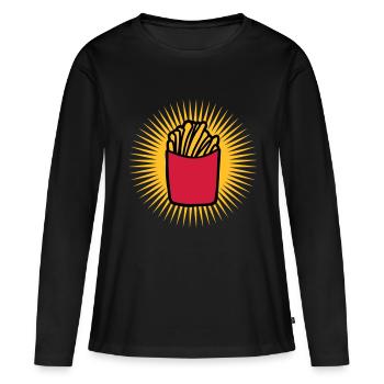 Strahlen Pommes Frites - Frauen Premium Bio Langarmshirt - Schwarz - Vorne - Julia (174cm)