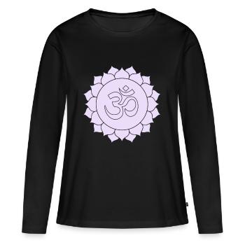 ohm signe lilas lumière violette - T-shirt manches longues Premium bio Femme - noir - Devant - Julia (174cm)