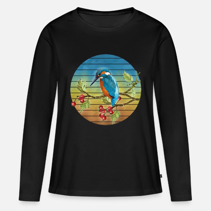 Bunter Vogel - Frauen Premium Bio Langarmshirt - Schwarz