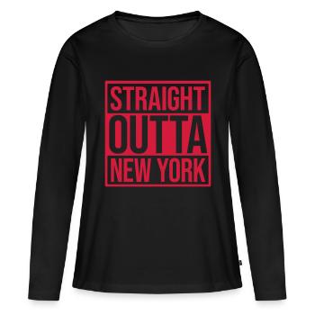 Tout droit sorti NYC - T-shirt manches longues Premium bio Femme - noir - Devant - Julia (174cm)