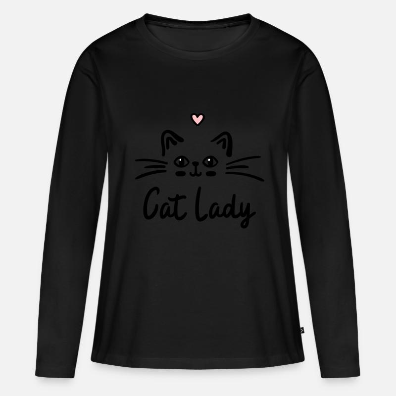 Katzenfraute - Frauen Premium Bio Langarmshirt - Schwarz