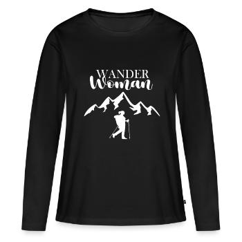 Randonnée Sport Randonnée Femme Alpinisme Dicton - T-shirt manches longues Premium bio Femme - noir - Devant - Julia (174cm)
