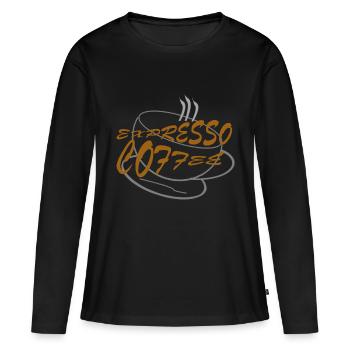 EXPRESSO COFFEE - T-shirt manches longues Premium bio Femme - noir - Devant - Julia (174cm)