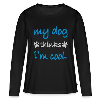 Le chien pense dans la fraîcheur - T-shirt manches longues Premium bio Femme - noir - Devant - Julia (174cm)